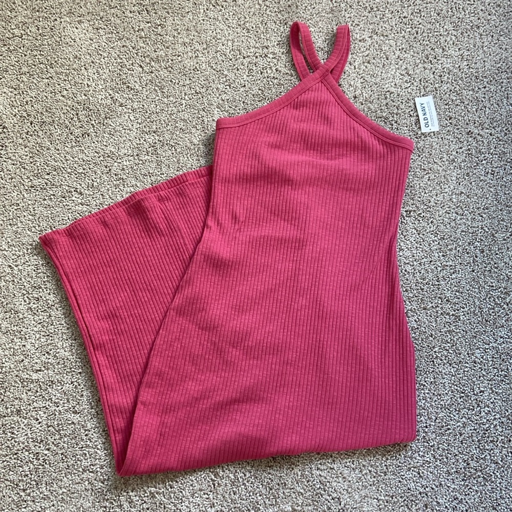Old Navy • Fitted Rib Knit Halter Midi Dress Lotus Blossom